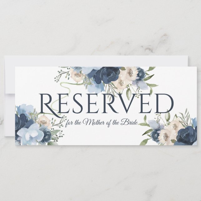 Reserved Blue Floral Invitation (Front)