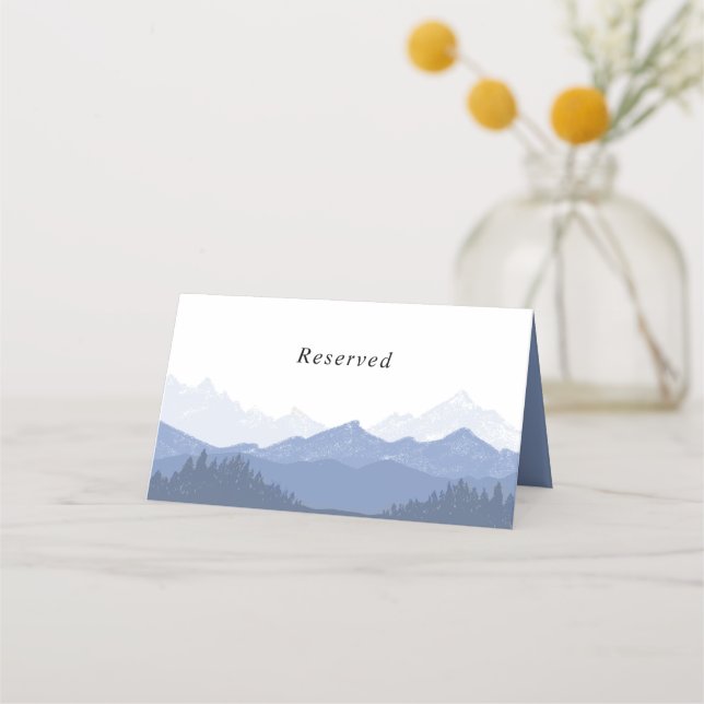 Reserved Blue Mountain Scenery Wedding Custom Place Card (Front)