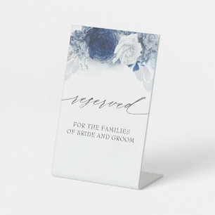 Reserved - Dusty Blue and White Floral Wedding Pedestal Sign