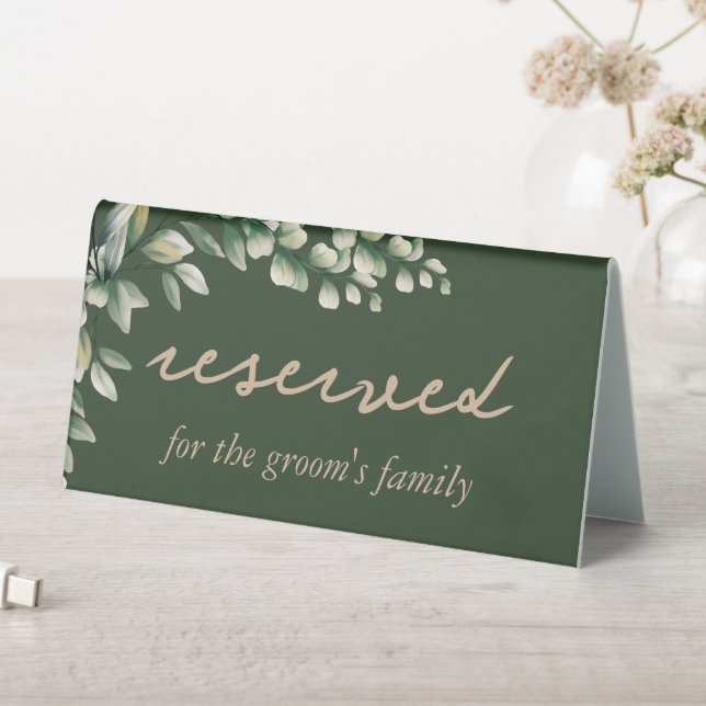 Reserved eucalyptus leaves table sign (In SItu (Table))
