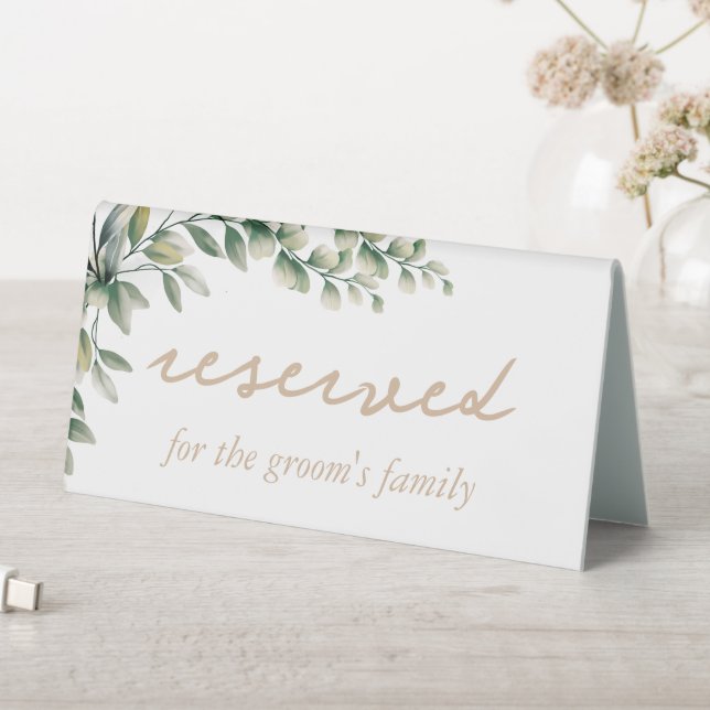Reserved eucalyptus leaves table sign (In SItu (Table))