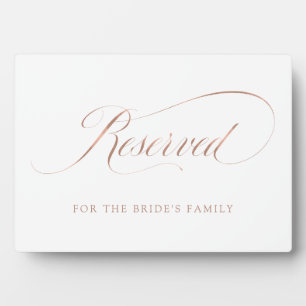 Reserved   Faux Rose Gold Ornate Script Wedding Plaque