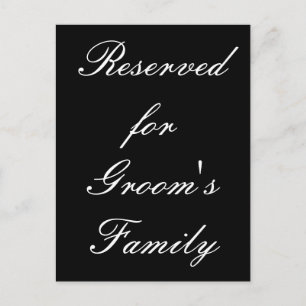 Reserved for Bride's Family Postcard