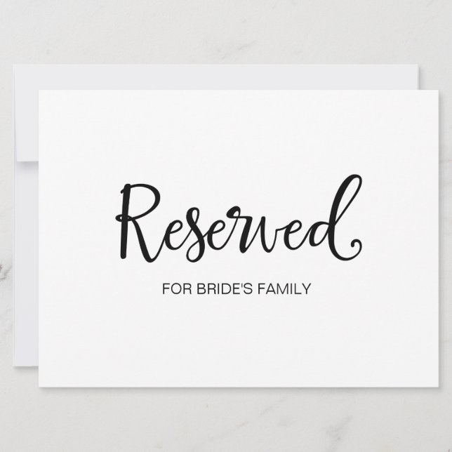 "Reserved For Family" Rustic Wedding Sign (Front)