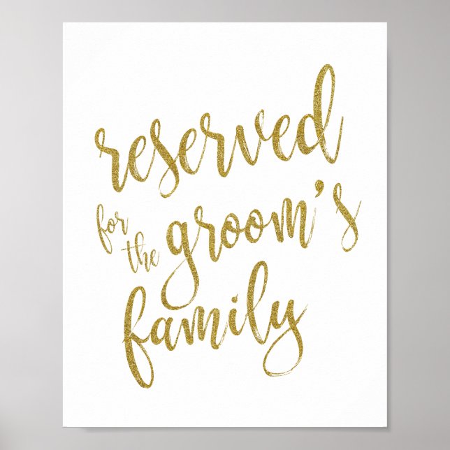 Reserved for Groom's Family Glitter 8x10 Sign (Front)
