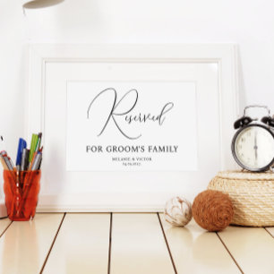 Reserved for Groom's Family Wedding Sign 