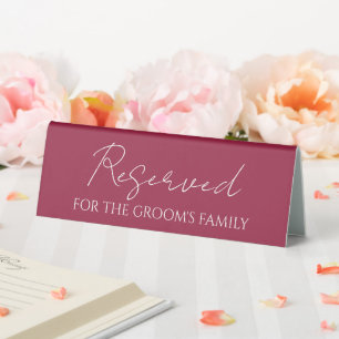 Reserved for Groom's Family Wine Red Wedding