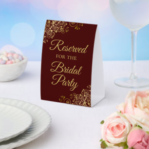 Reserved for the Bridal Party Auburn Brown & Gold