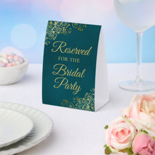 Reserved for the Bridal Party Dark Teal & Gold