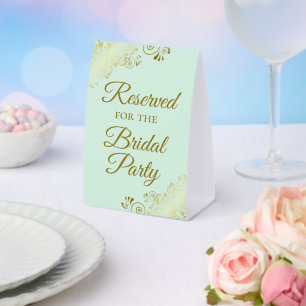 Reserved for the Bridal Party Elegant Mint & Gold