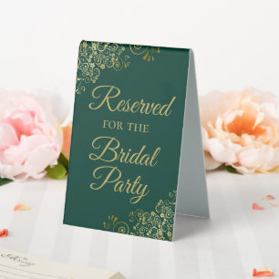 Reserved for the Bridal Party Emerald Green & Gold