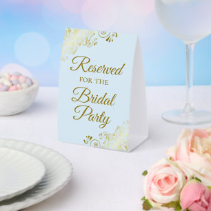 Reserved for the Bridal Party Pale Blue & Gold