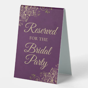 Reserved for the Bridal Party Plum Purple & Gold