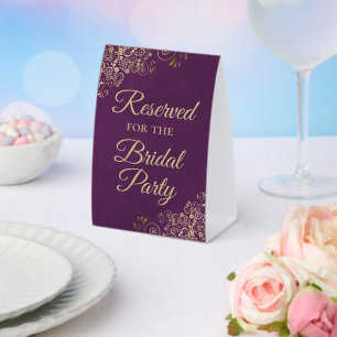 Reserved for the Bridal Party Plum Purple & Gold