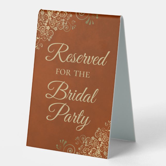Reserved for the Bridal Party Rust Orange & Gold (Front)