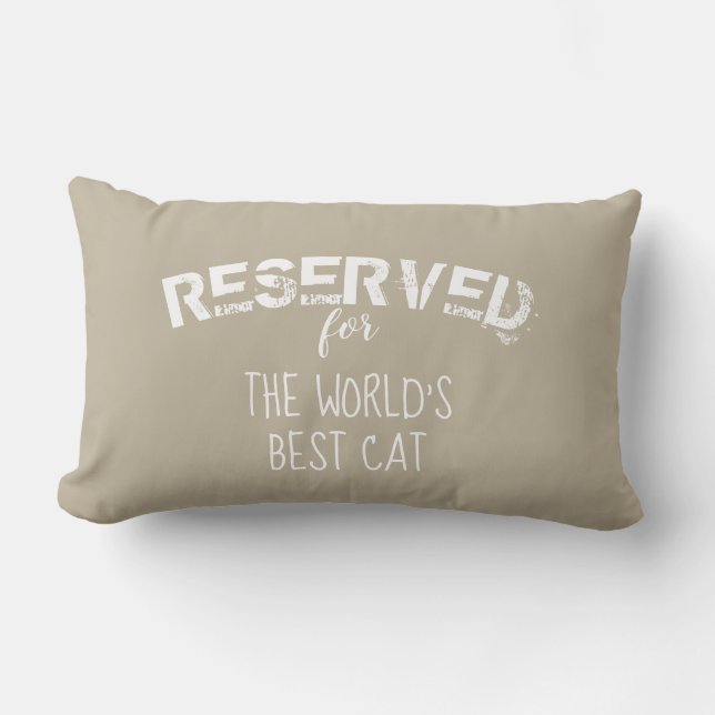 reserved for the cat quote pillow beige and white (Front)
