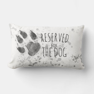 reserved for the dog paw print gray and white lumbar cushion