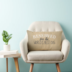 reserved for the dog quote tan and white lumbar cushion
