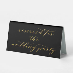 Reserved For Wedding Party Black Gold Calligraphy
