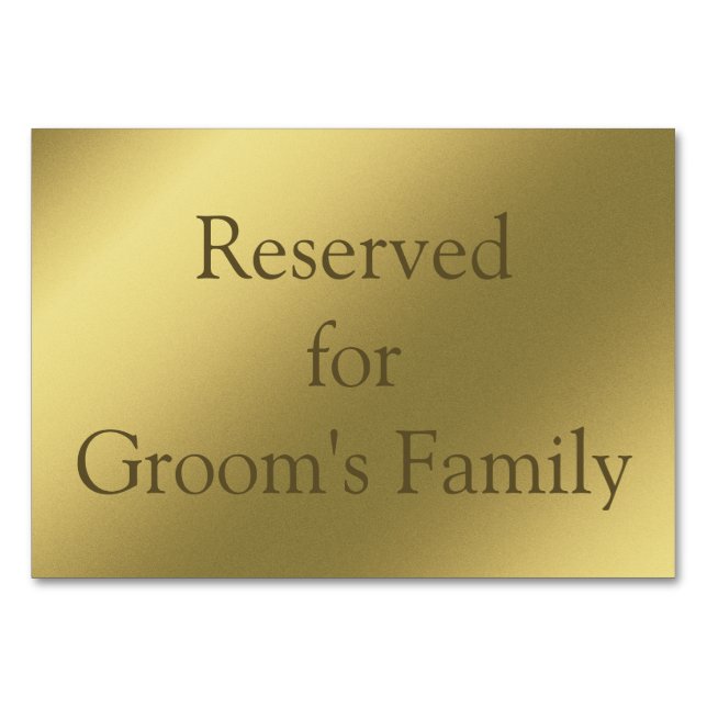 Reserved Graphic Gold Background Table Card (Back)