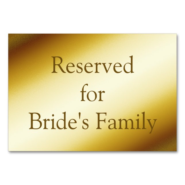 Reserved Graphic Gold Background Table Card (Front)