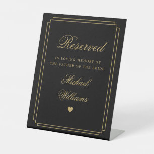 Reserved In Loving Memory Black And Gold Memorial Pedestal Sign