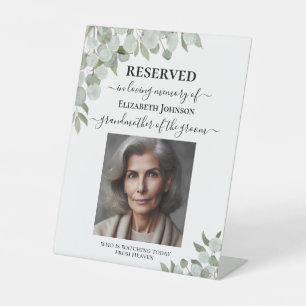 Reserved in Loving Memory Sage Eucalyptus Wedding Pedestal Sign