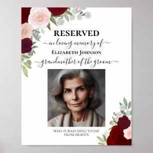 Reserved Loved One in Heaven Red Floral Wedding Poster