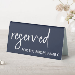 Reserved navy blue elegant table sign