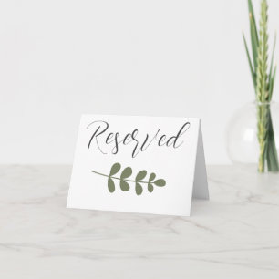 reserved note card tent sign