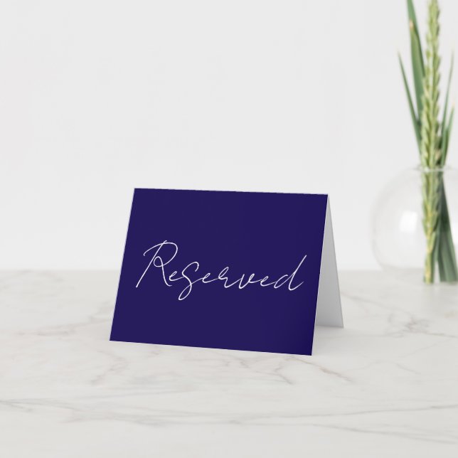 reserved note card tent sign modern rich blue (Front)