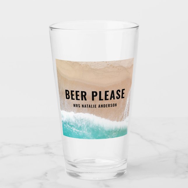 Reserved ocean beach gift summer funny typography glass (Front)
