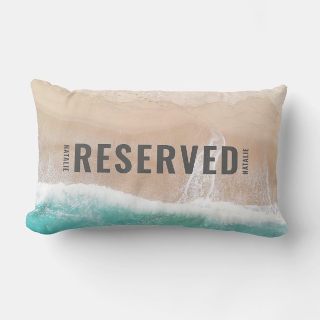 Reserved ocean beach gift summer funny typography  lumbar cushion (Front)