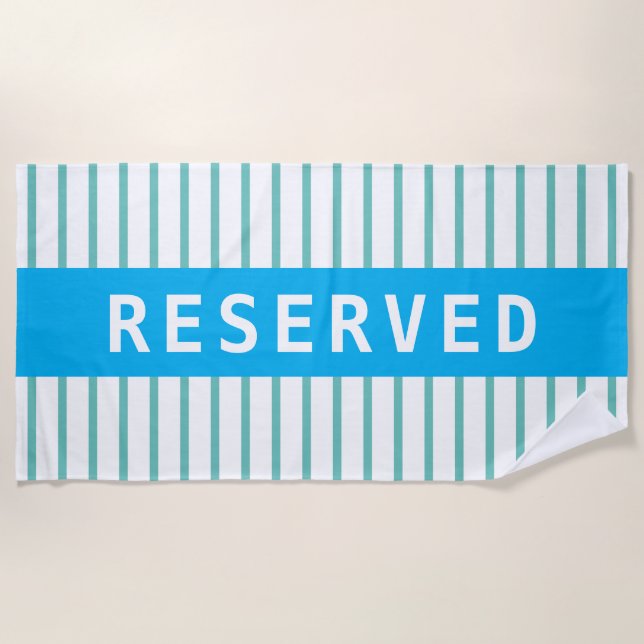 RESERVED or Name, Sky Blue & Teal Stripes Beach Towel (Front)