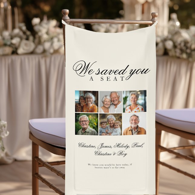 Reserved Seat - 6 Photo Memorial Wedding Beige  Banner (Reserved Seat - 6 Photo Memorial Wedding Beige Banner)