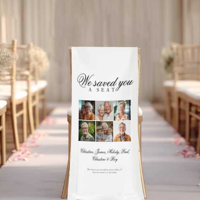 Reserved Seat - 6 Photo Memorial Wedding White Banner (Reserved Seat - 6 Photo Memorial Wedding White Banner)