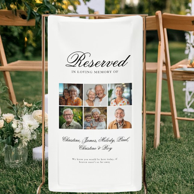 Reserved Seat - 6 Photo Memorial Wedding White Banner (Reserved Seat - 6 Photo Memorial Wedding White Banner)