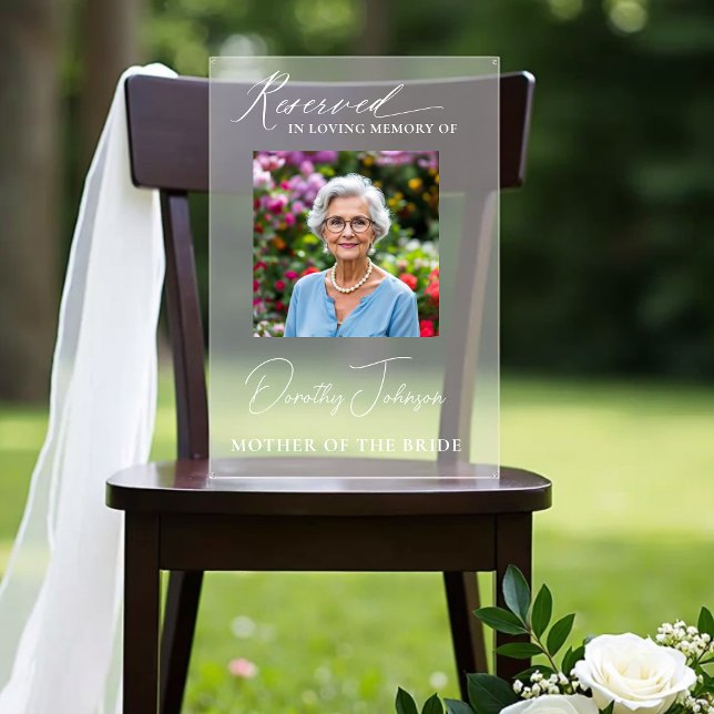 Reserved Seat Family Wedding Memorial Photo  Acrylic Sign (Creator Uploaded)