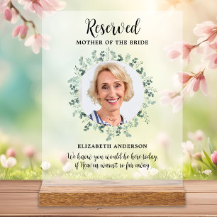Reserved Seat Photo Eucalyptus Wedding Memorial Acrylic Sign
