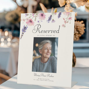 Reserved Seat - Photo Memorial Wedding Beige Pedestal Sign