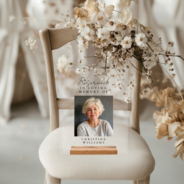 Reserved Seat, Photo, Wedding, Memorial Elegant,  Acrylic Sign (Reserved Seat, Photo, Wedding, Memorial Elegant, Acrylic Sign)