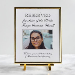 Reserved Seat Sister of the Bride Memorial Wedding Poster