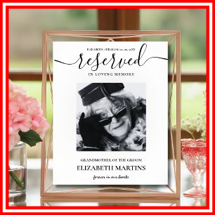 Reserved Seat Wedding Chair Sign Deceased Photo 