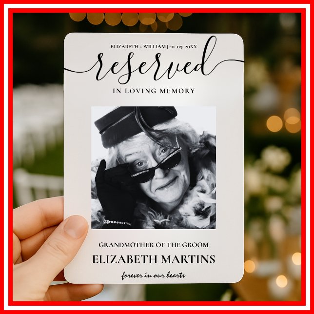 Reserved Seat Wedding Chair Sign Deceased Photo  Invitation (Creator Uploaded)