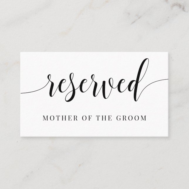 Reserved Seat Wedding Place Cards (Front)