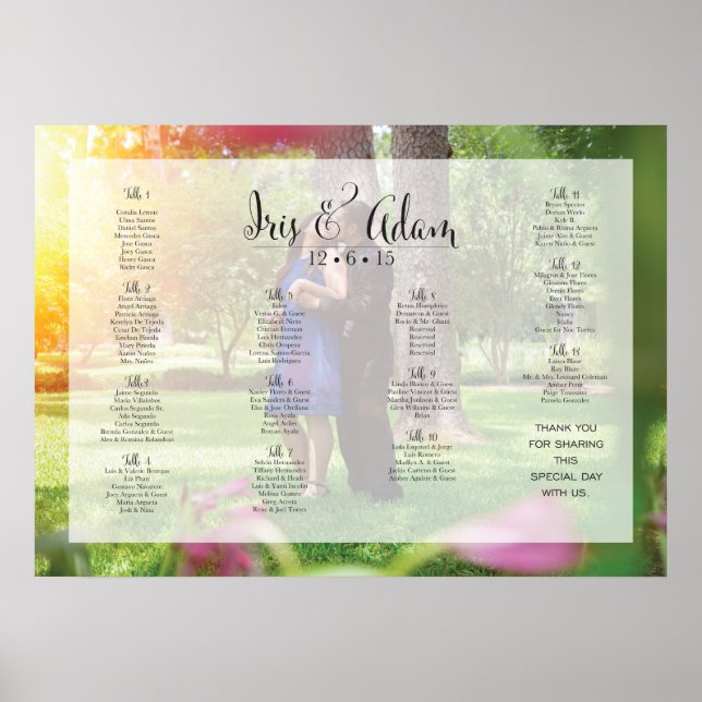 RESERVED Seating Chart for Iris+Adam (28" x 20") (Front)