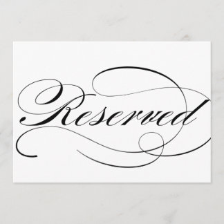 Reserved seating sign for wedding reception invitation