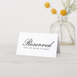Reserved Seats Elegant Black White Modern Minimal Place Card