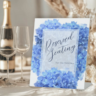 Reserved Sign Blue Hydrangeas Wedding Reception