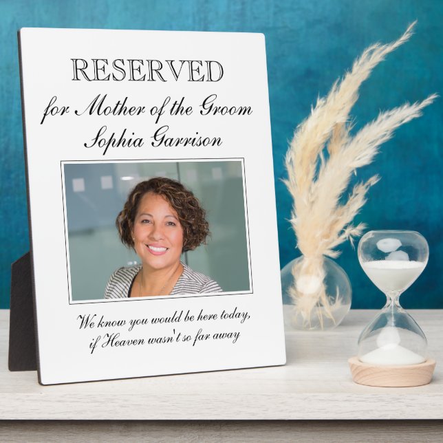 Reserved Sign for Mother of the Groom Memorial Plaque (Side)